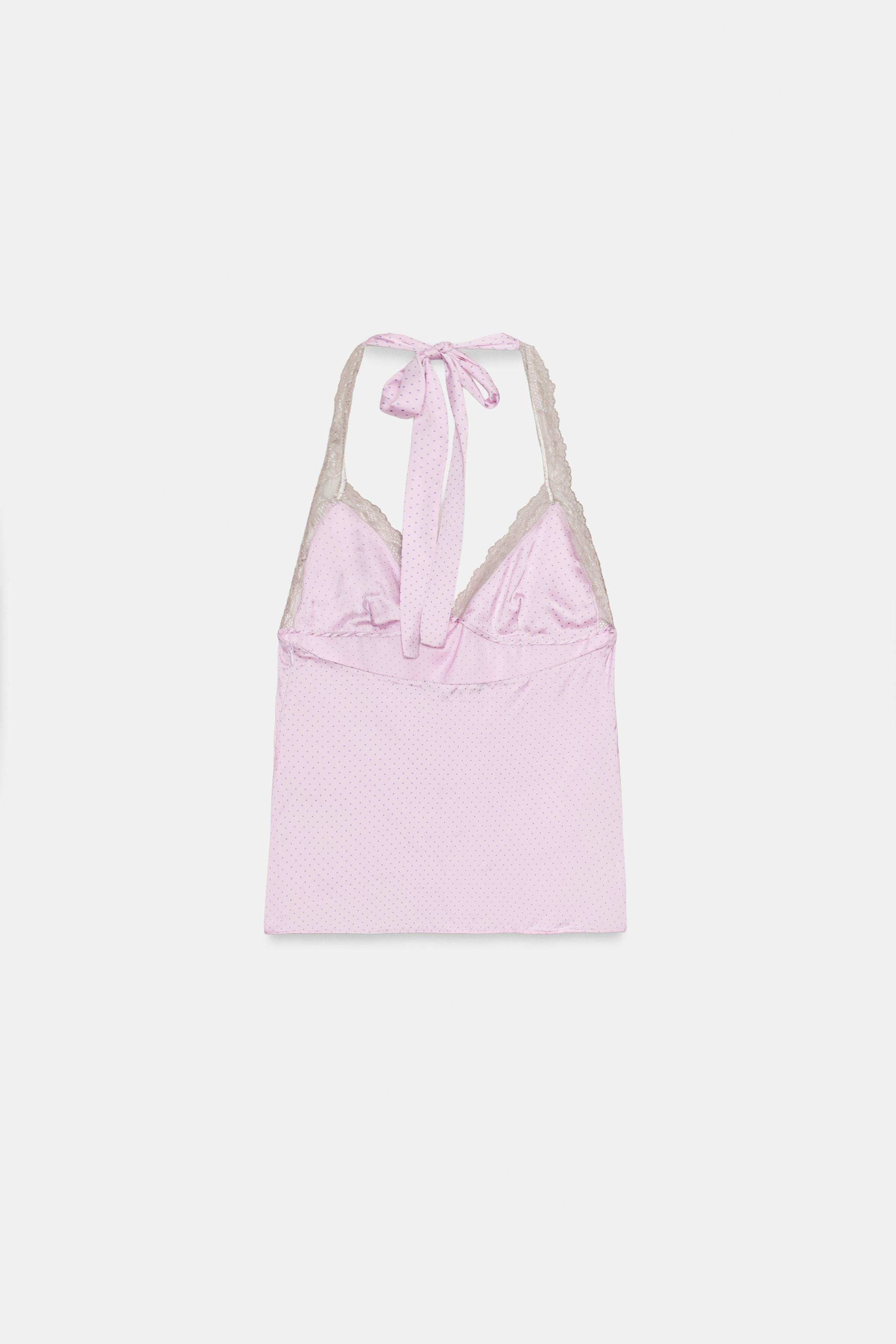 POLKA DOT LACE HALTER TOP